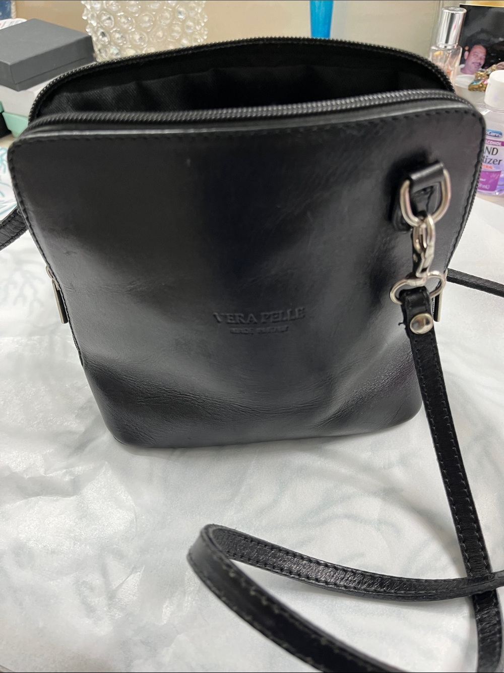Vera Pelle Made in Italy Black Crossover Bag